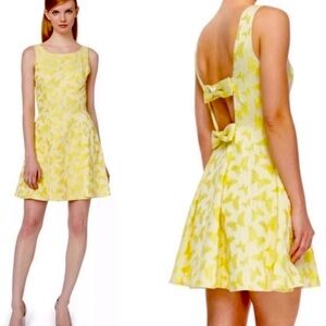 Anthropologie Erin Fetherston Veronica Lemonade Yellow Butterfly Bow Dress 12 💛